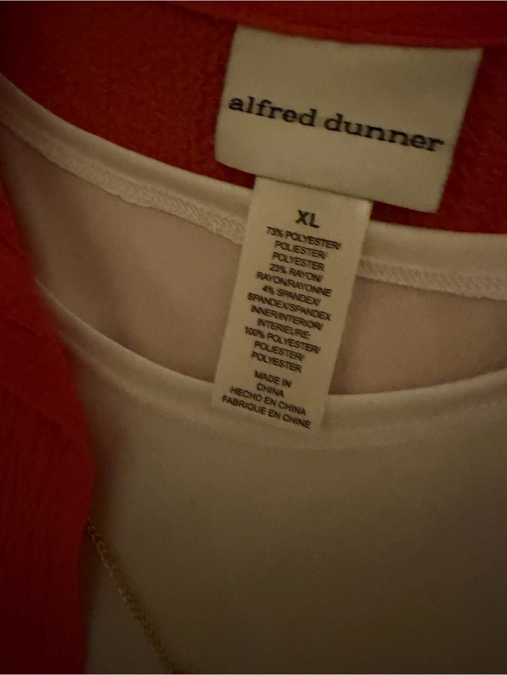 Alfred Dunner Coral and White Layered Blouse